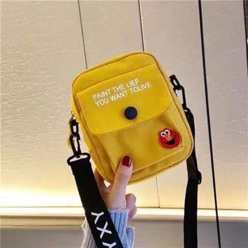 Japanese Style Canvas Crossbody Bag for Women, Cute Cartoon Shoulder Pouch, Trendy Street Fashion Chest Bag for Daily Use KTB