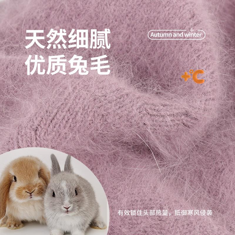 

Winter mother knitted hat children autumn and winter fashion velvet rabbit fur hat middle elderly warm hat thickened wool hat One size темно-червоний колір