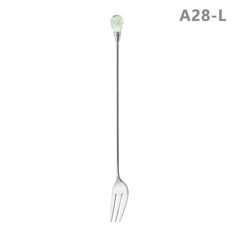 Diamond Spoon Fork Stainless Steel Long Stirring Spoon Exquisite  Teaspoon For Ice Cream Dessert Coffee Cocktail Mug