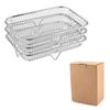 3-Tier Stackable Air Fryer Rack, Stainless Steel Cooking Rack for Air Fryer, Multi-Layer Food Dehydrator Rack with Non-Slip Feet