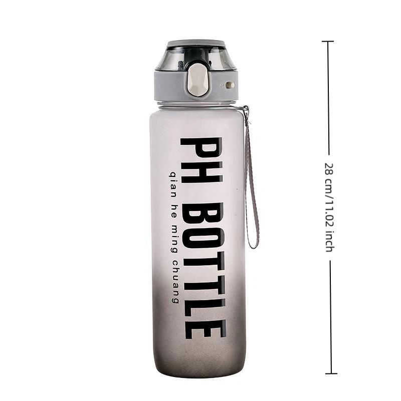 1 Stück 1000 ml Farbverlauf Sport-Wasserflasche Auslaufsicher Tragbarer Fitnesskrug Mit Strohhalm Für Fitnessstudio Outdoor Strand Reisen