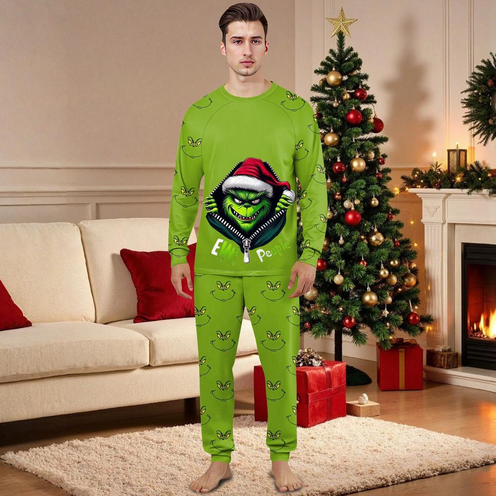 Family Matching Print Sets Pajamas Loungewear Outfits Family Matching Long Sleeve Tops+Pants Set