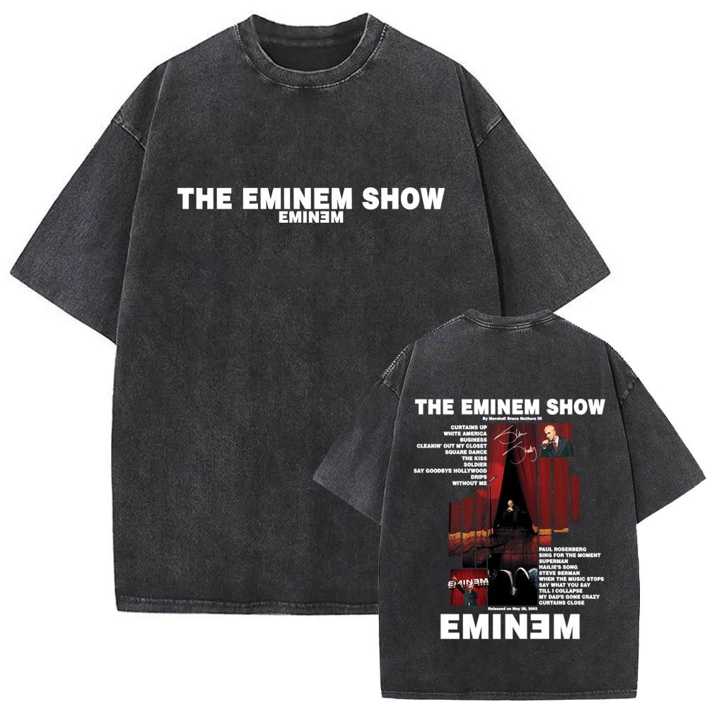 Стирка Винтаж Рэпер Эминем The Eminem Show Графическая Футболка Мужчины Женщины Хип-Хоп Мода Оверсайз Короткий Рукав Футболка Уличная Мода S разноцветный