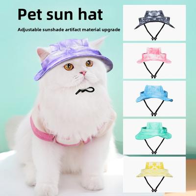 Hond Kat Zomer Zonnescherm Zonbescherming Kattenhoed Anti-afwaaien Verstelbare Koordgesp Bucket Hat Hond Huisdierbenodigdheden