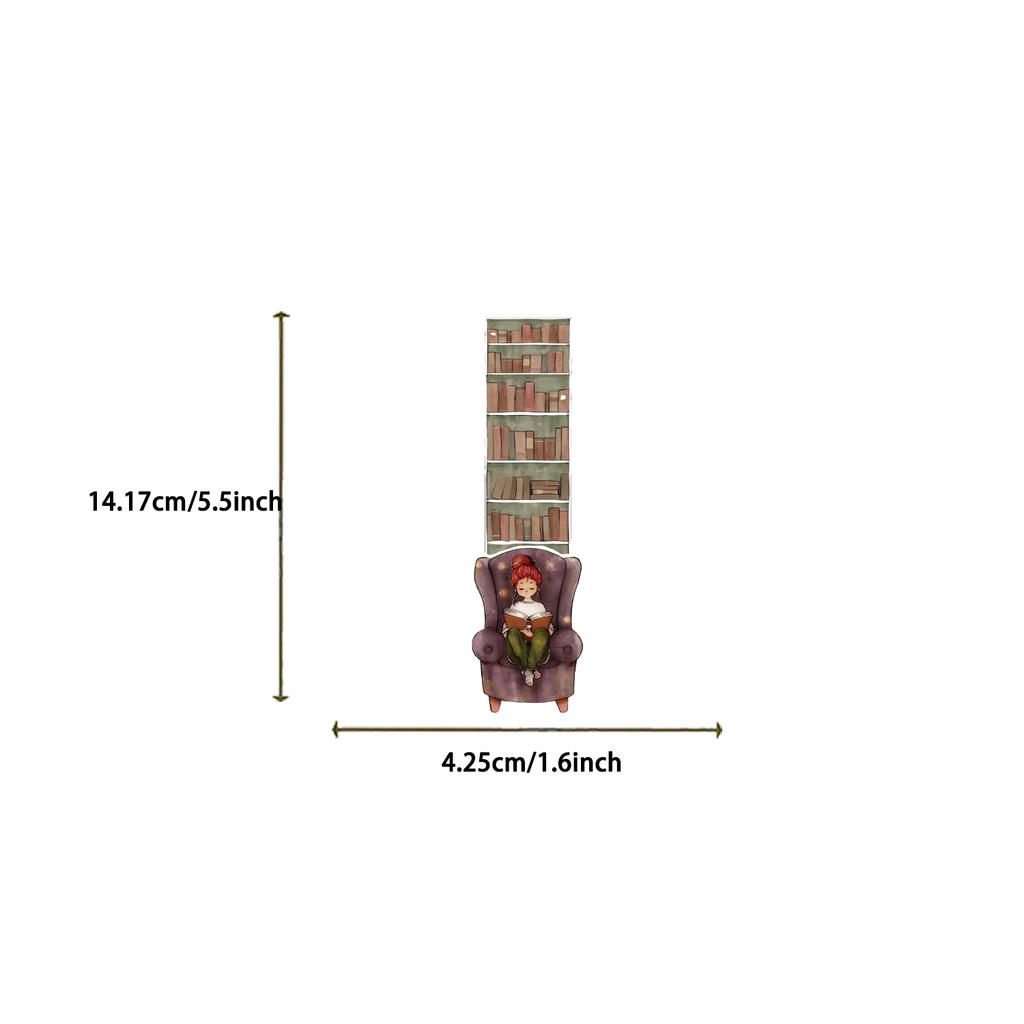 30pcs Bookshelf Reading Series Cartoon Reading Page Logo Diary Notebook Bookmark Student Creative Gift