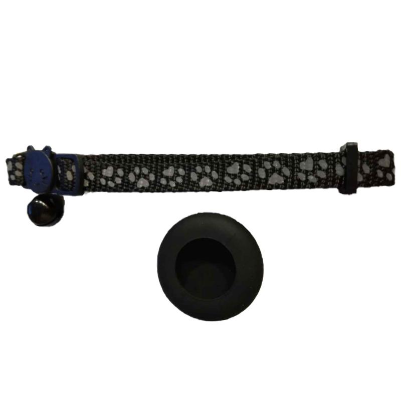 

Airtag ошейник для домашних животных Светоотражающий нейлоновый регулируемый ошейник с защитой от потери для кошек и собак чёрный