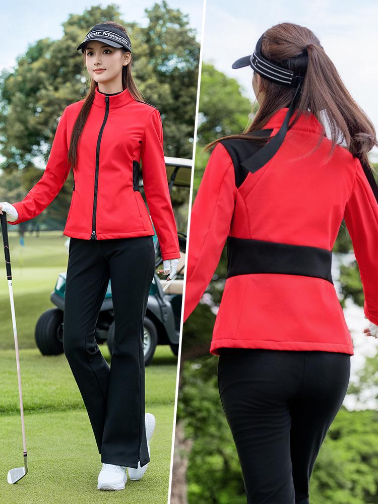 PGM Women's Golf Apparel: Autumn/Winter Long Sleeve Plus Velvet Waterproof Sports Jacket