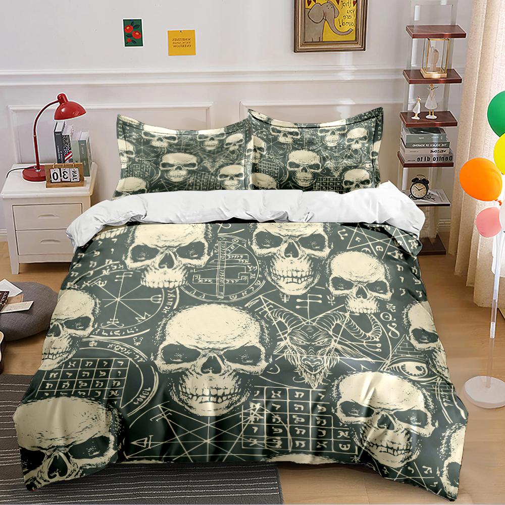 Gothic Skull Pattern Bedding Set Bedding set (1 duvet cover, 2 pillowcases, duvet not included)
