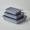 Nodahoro Enamel Storage Heat Medium With Seal Contents Gray Made in Container, Resistant, Square, Rectangle, Shallow, Size, Lid, Visible, +Gray,
