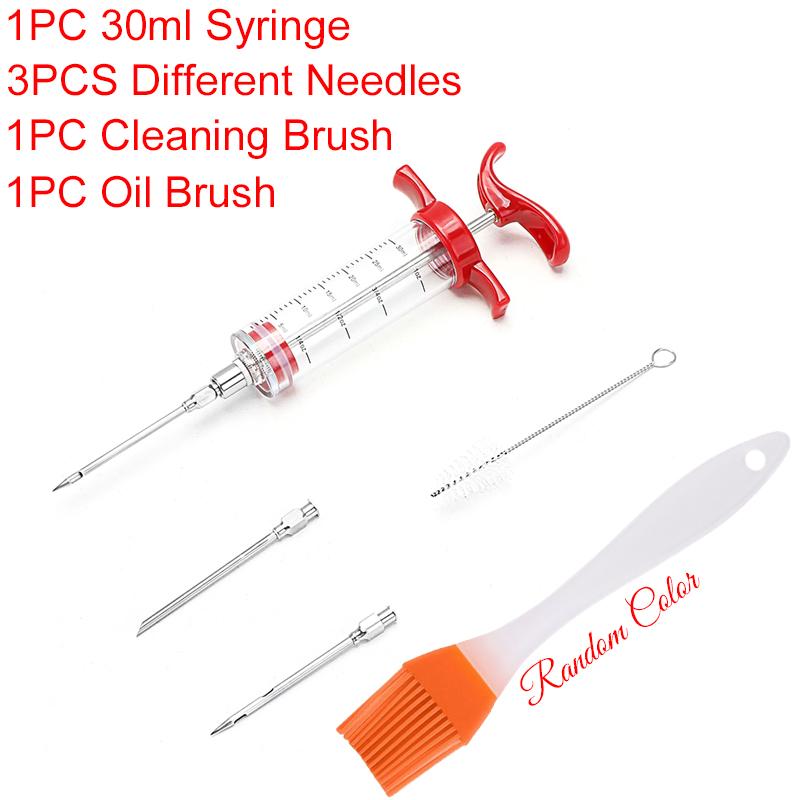 

Kitchen Gadget Injector Set 30/50ml Syringe Kit with Oil Brush Marinade Flavor Injector for BBQ Suitable for Party Gathering ZYF