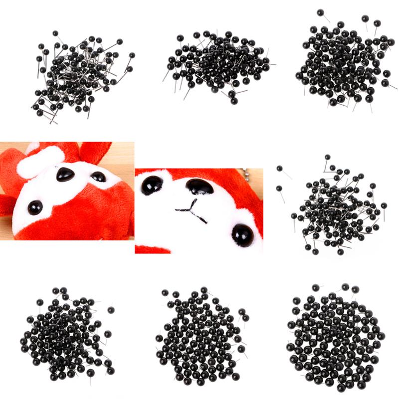 100 Stück Glasaugen 4 bis 14 mm Nadelfilz-Set, schwarze Bohnen, Puppen, Puppen, Basteln
