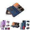 Stylish Dual-color Nine-card Zipper Case With Card Holder And Stand For Samsung A14
