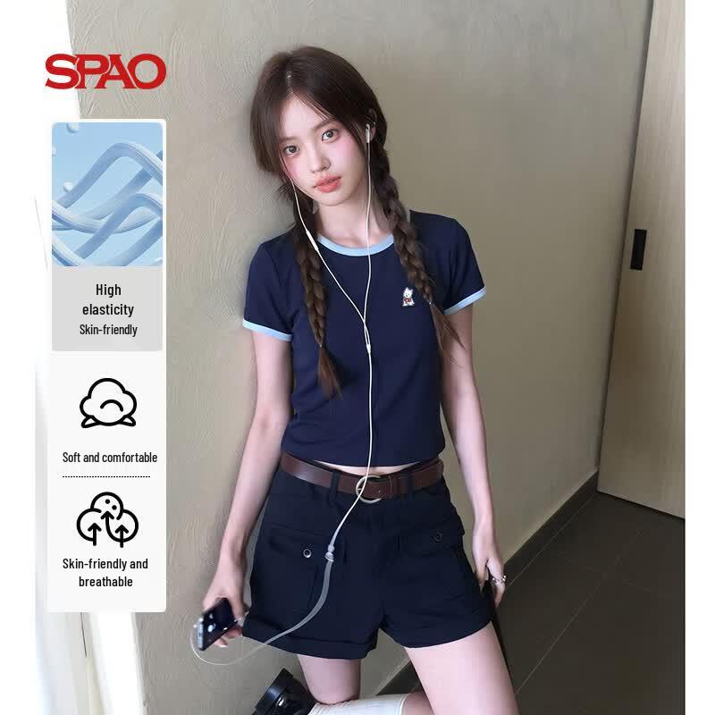 SPAO Korean Style Contrast Puppy T-Shirt M