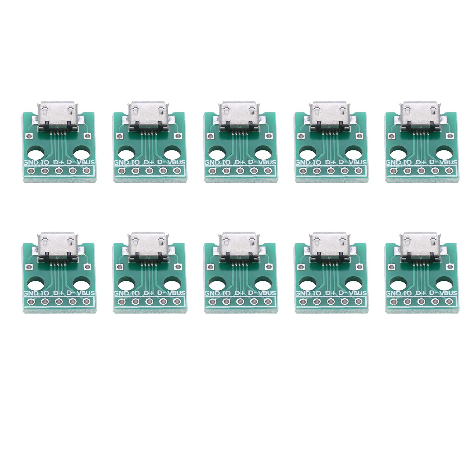 

10 шт. Гніздо Micro USB для плати адаптера DIP 5 контактів, крок 2,54 мм