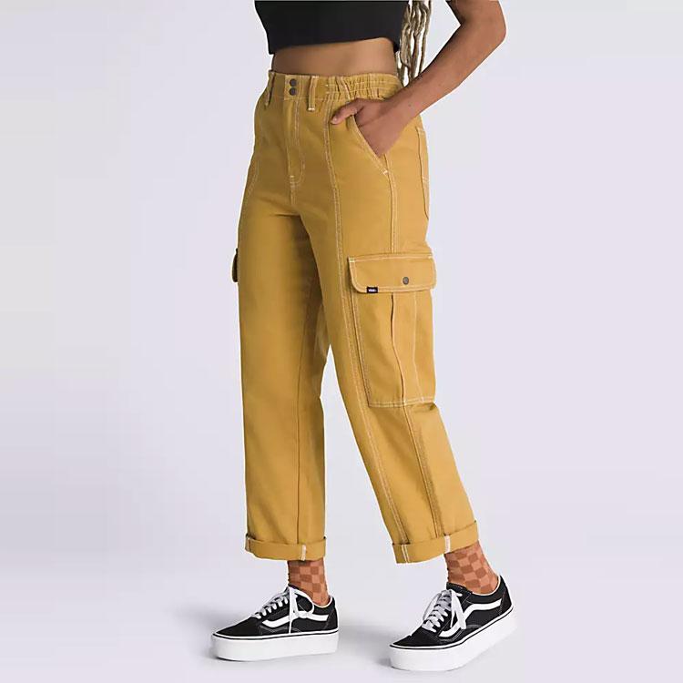 Vans Sidewalk Pants Solid Color Loose Fit Zipper Straight Leg Casual Pants Unisex pants Yellow VN000GWNBYA