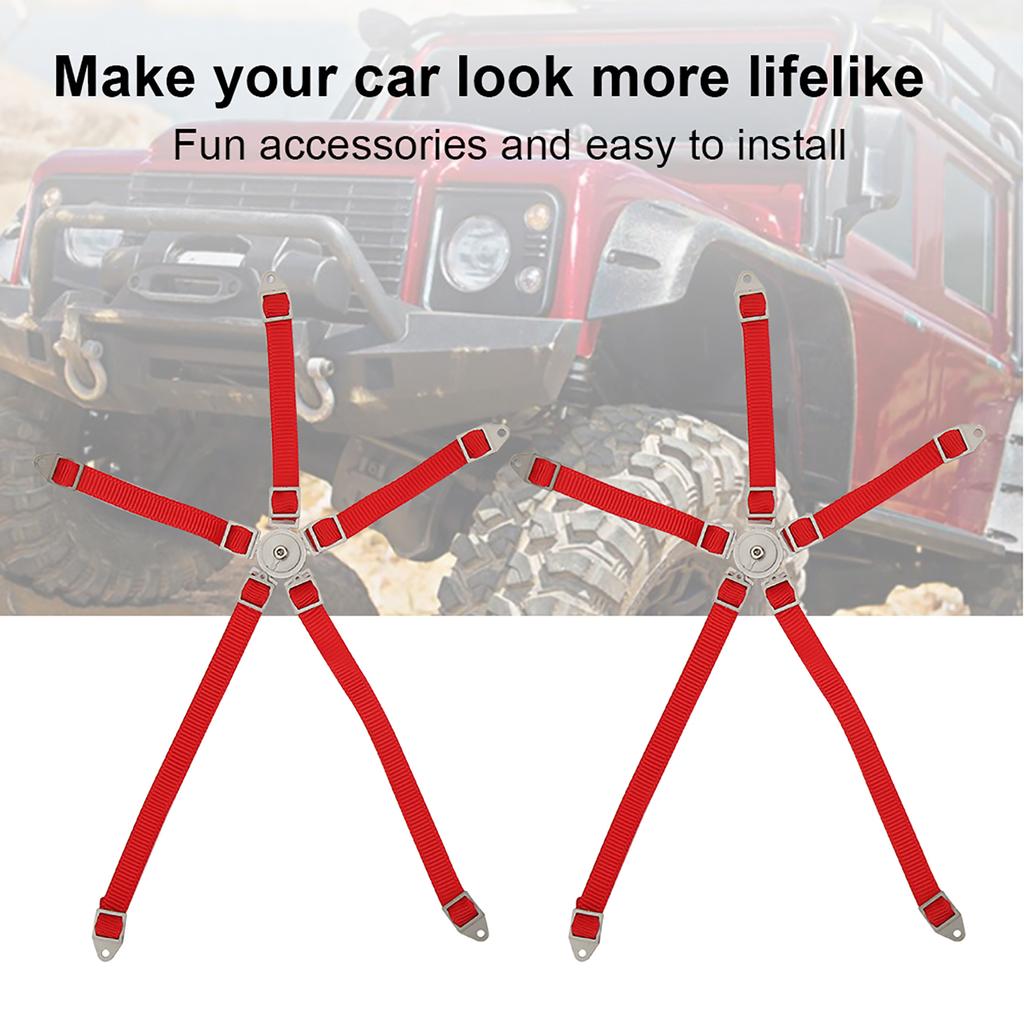 2PCS Simulated Driver Seat Belt Safety Simulation Strap for Axial 1 10 90018 RC Course TruckRed