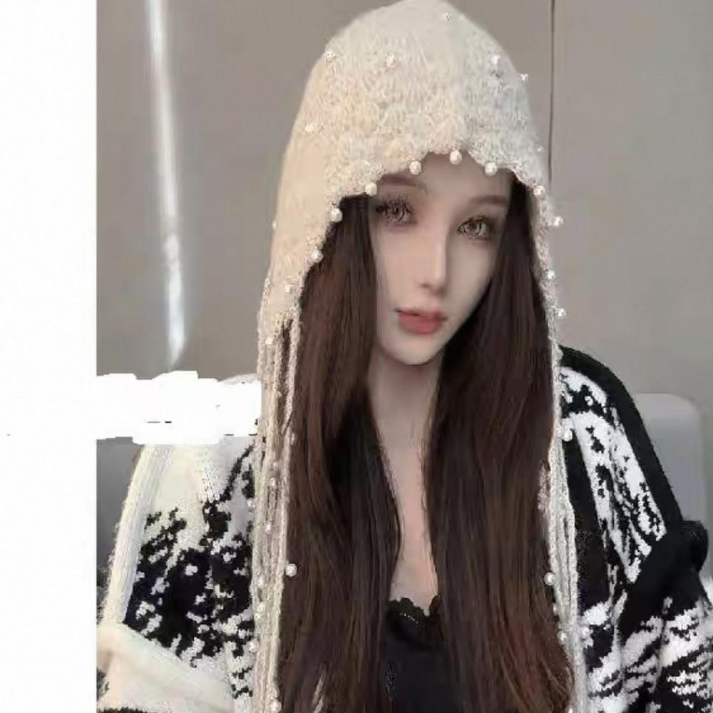 Ladies' Hats New Hand-Knitted Floral Braid Knit Hat for Women Retro Warm and Stylish Fringe Hat Trendy
