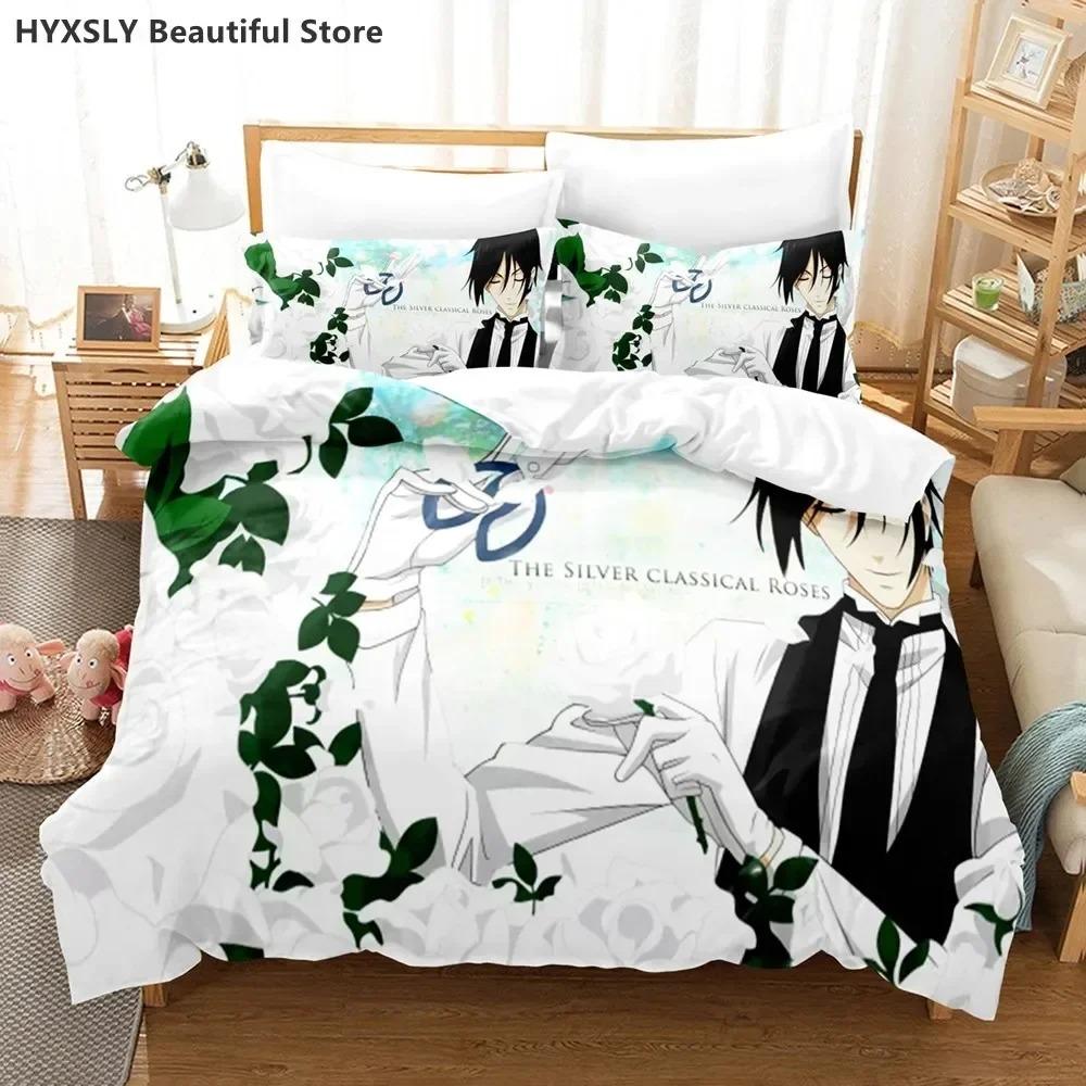Black Butler Anime Bedding Set Duvet CoverPillowcases Single Twin Full Queen King Kids Teens 3D Duvet Cover Sets Bed Linen