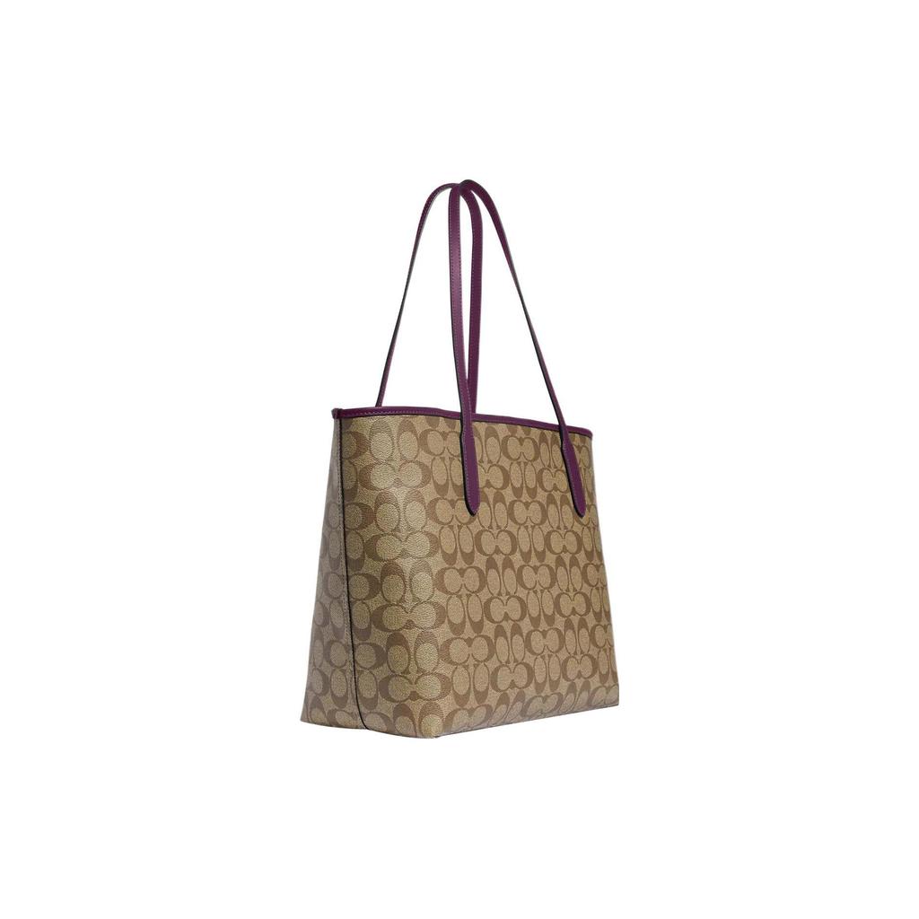 Coach Borsa Tote da Donna City 33 Classica con Stampa Monogramma Chiusura a Bottone automatico Khaki 5696-IMUSA