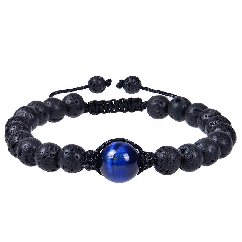 2025 Unisex Obsidian & Lava Stone Woven Bracelet - 12MM