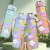1PC Cute Mixed Cartoon Character Sticker Design 750ml Color Plastic Sports Water Bottle Leakproof Flip Straw Lid Suitable for Sports Office Home Use