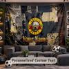 Wall Hanging Tapestry Custom NameGuns N’ Roses Pattern Personalized Printed Fabric Wall Decor