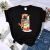 Canned Cat Creative 3D Print Female Tee Shirts Breathable Casual T-Shirt Soft Summer Short Sleeve Loose Streetwear For Women