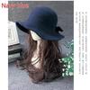 Autumn Winter Fedoras Women Hat Elegant Vintage Bowknot Wool Ladies Hat Dome Felt Wedding Church Jazz Cap Female Bow Bowler