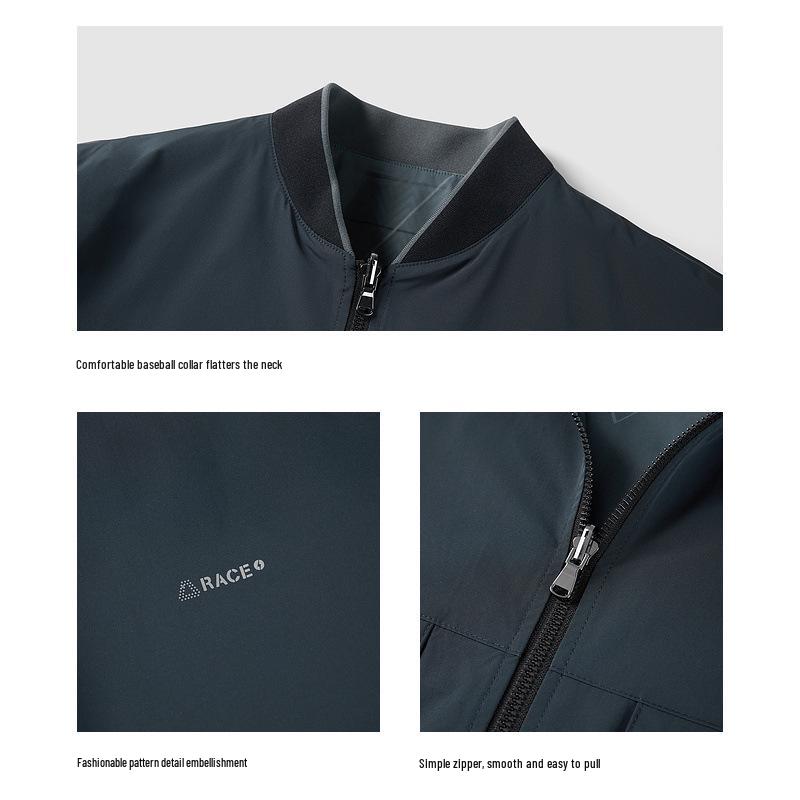 Men's Reversible All-Purpose Jacket - Autumn Workwear Style with Baseball Collar and Pockets