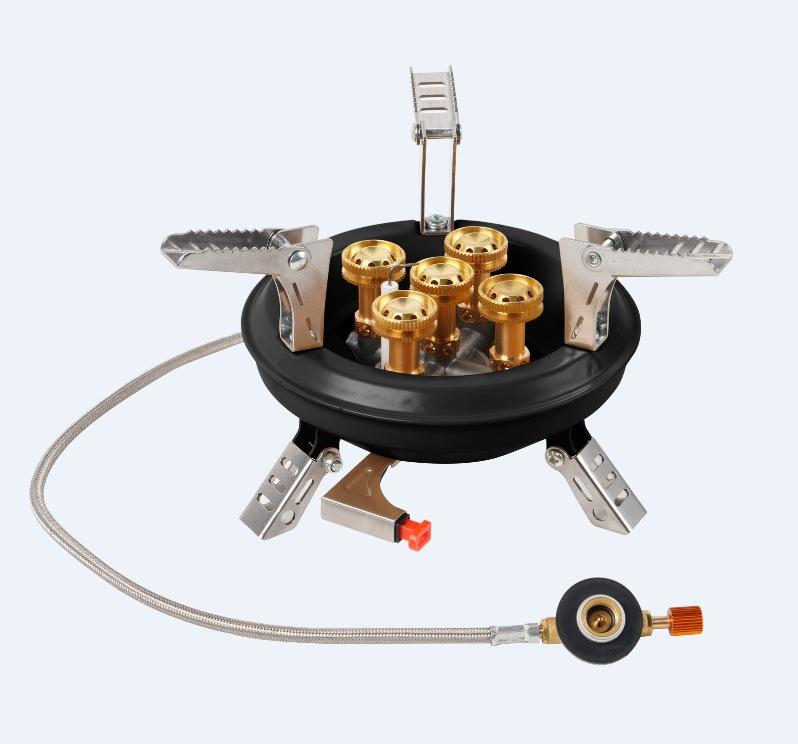 BRS-201A Outdoor Five-core Camping Stove High-power Portable Backpacking Camping Cook Stove Burner Hiking Picnic Cooking Stove