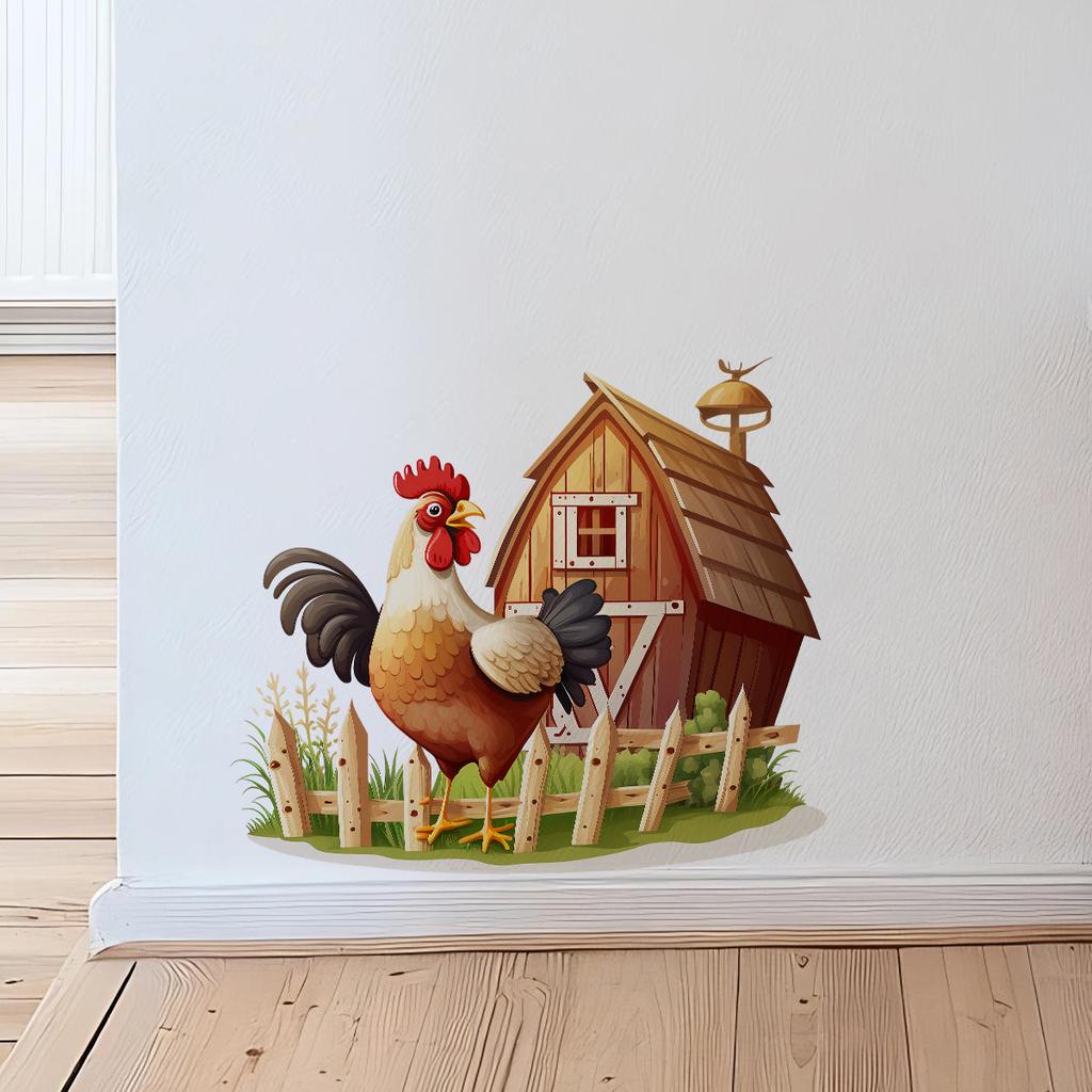 Cartoon Farm Animals Wall Sticker PVC Self-Adhesive Removable for Kitchen Bedroom Living Room Background Wall Home Decor Art