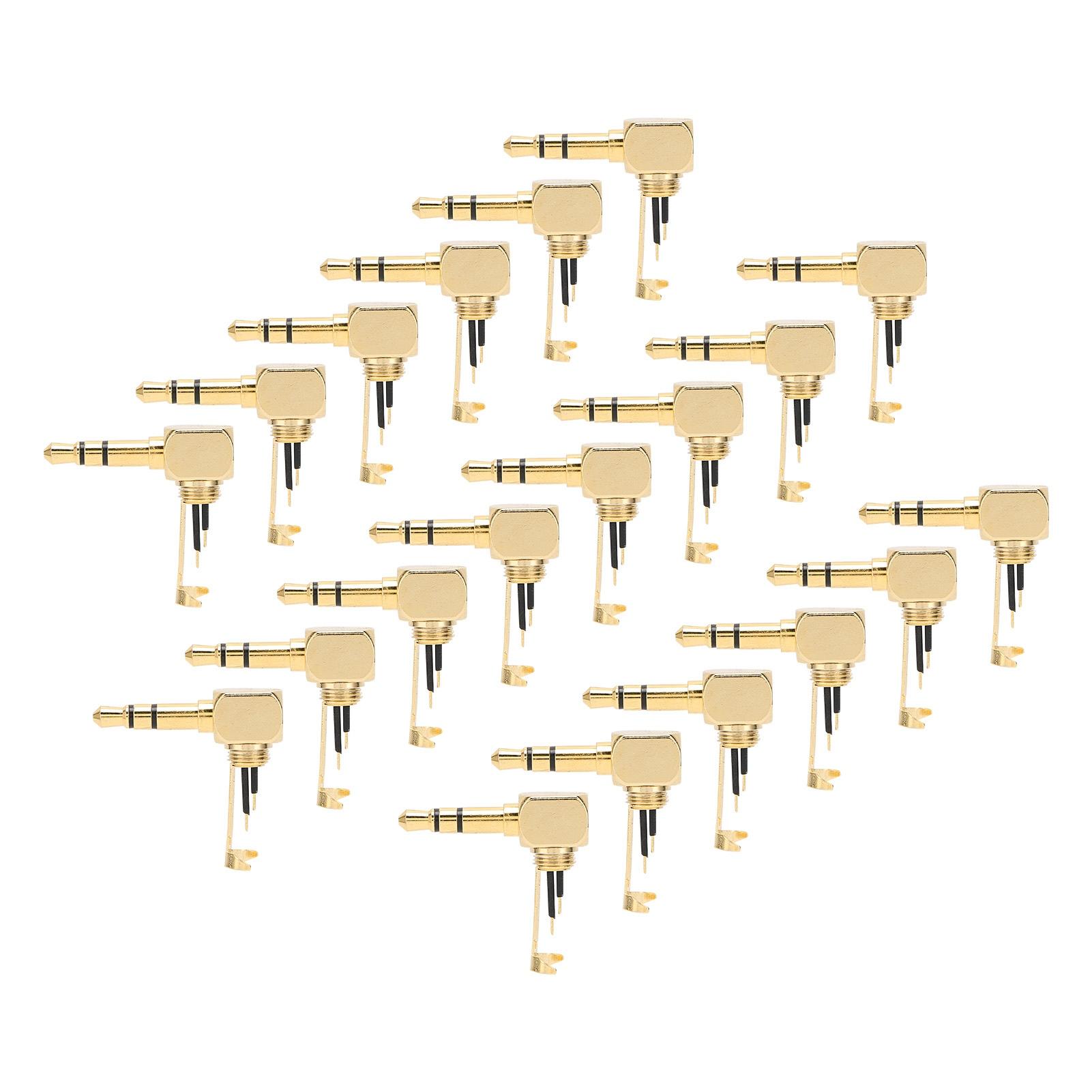 

20pcs 3Section 3.5mm o Adapter 90 Degree Gilded LShaped o Adapter DIY Headphone Plug