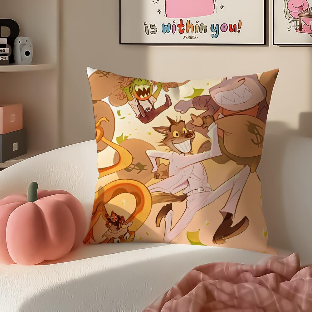 Funny Anime American Movie TThe Bad Guys Cushion Cover Pillowcase Short Plush Invisible zipper Room Sofa Cushion Cover