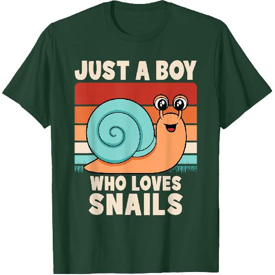 Just A Boy Who Loves Snails Funny Snail Boys Kids T-Shirt