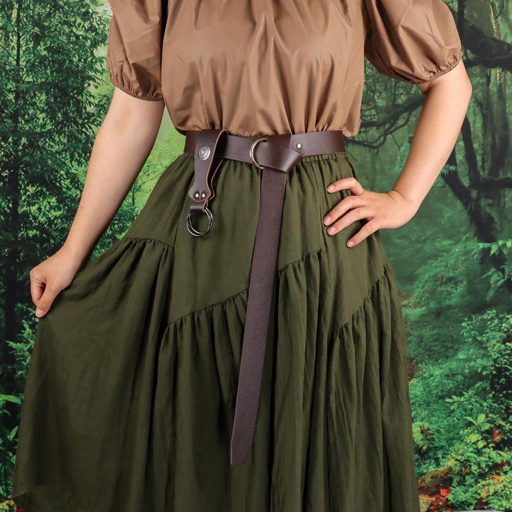 2-Piece Set Medieval Plain Leather Belt Waist Accessory PU Belt Renaissance Viking Skirt and Hiking Accessories