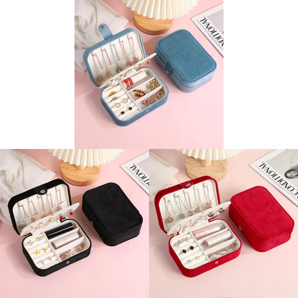 Minimalist Double Layer Jewelry Storage Box With Pu Leather For Home Organization