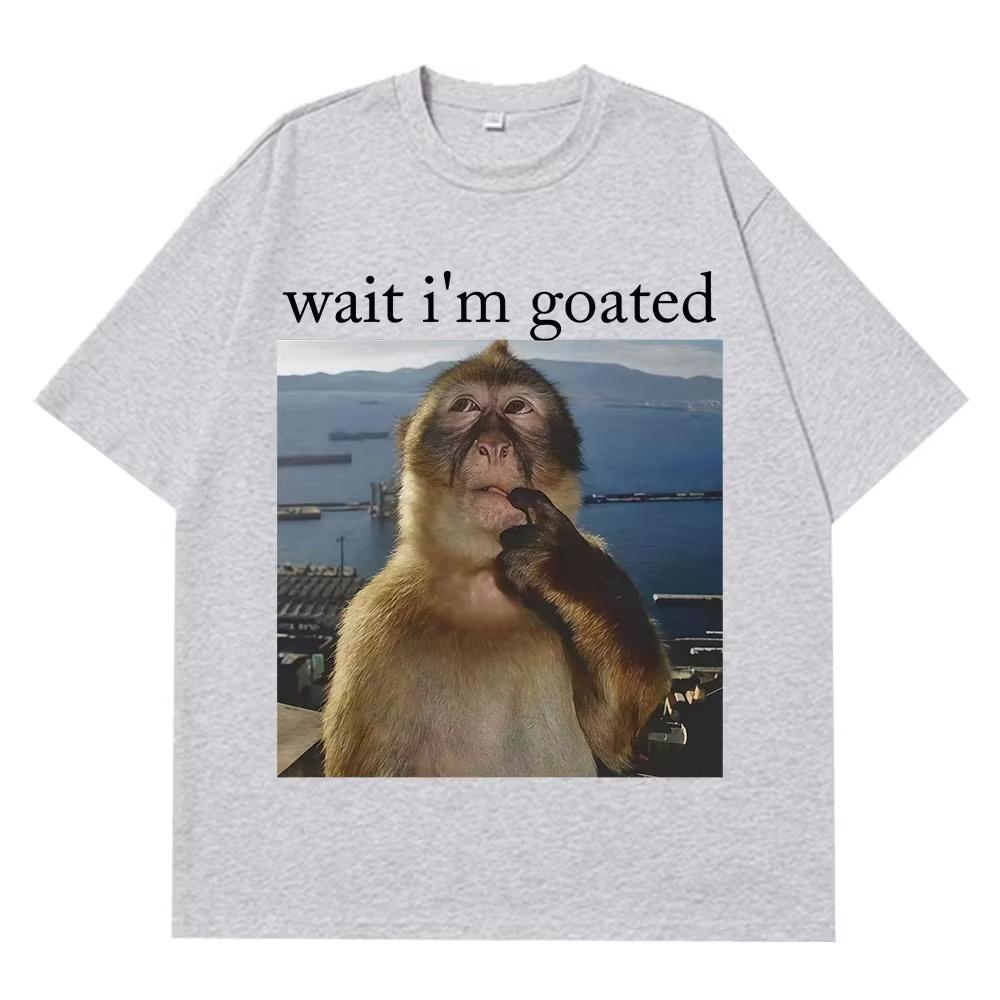 Unisexs Funny Thinking Monkey Meme Tshirt Casual Graphics Women Cotton Tee Loose Short Sleeve Tops Streetwear Unisex Allseason