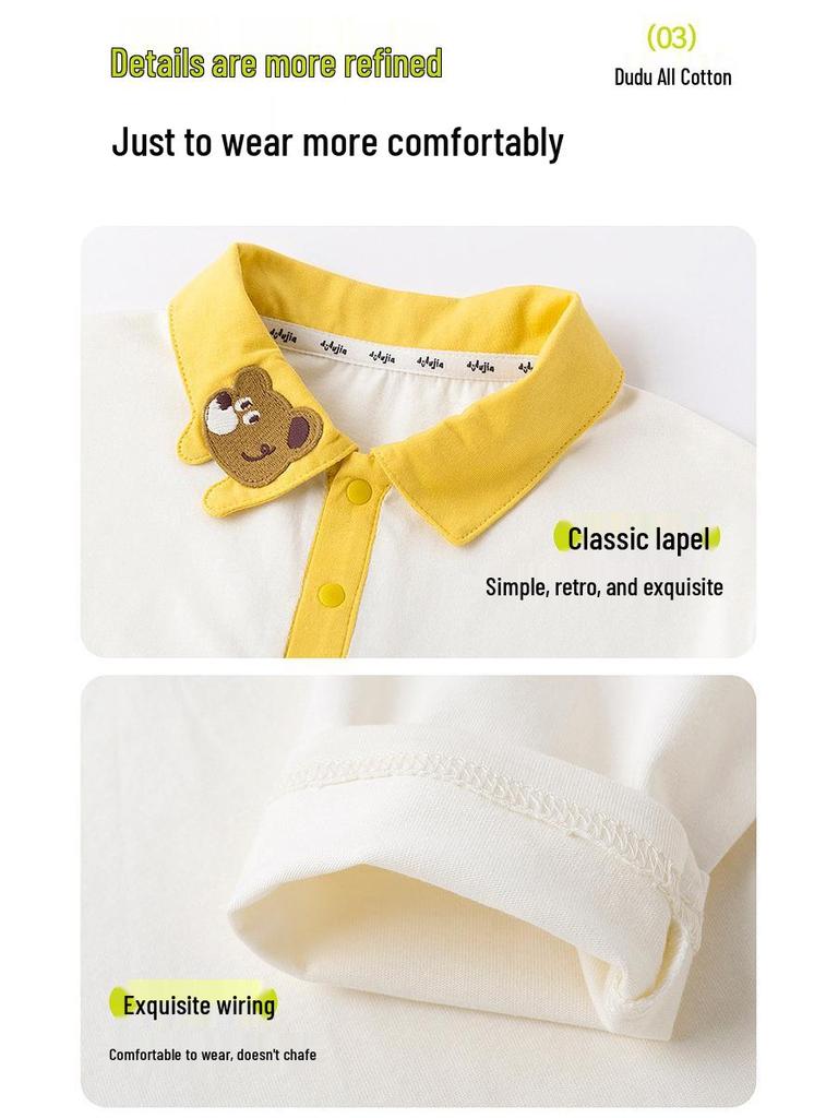 100% Cotton Dudu Home Kids Polo T-Shirt - Spring Arrival: Long Sleeve Boys & Girls