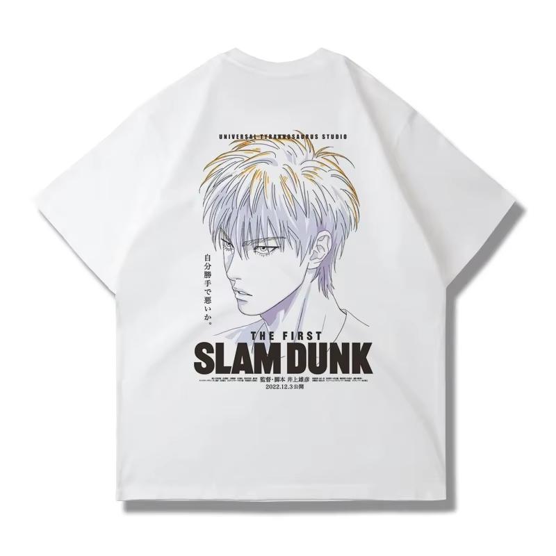 Large Cotton Men's Japanese Anime 2025 Slam Dunk Master Printed Short Sleeve T-shirt Summer Casual Loose T-shirt Top Clothing