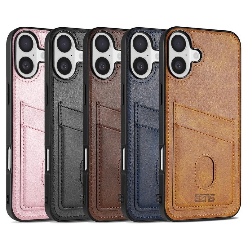 Business Leder Weiche Kante Handyhülle Für iPhone 16E 15 Pro Max 14 Pro 13 12 11 Einfarbig Stoßfest Schlank Hart PC Rückseite