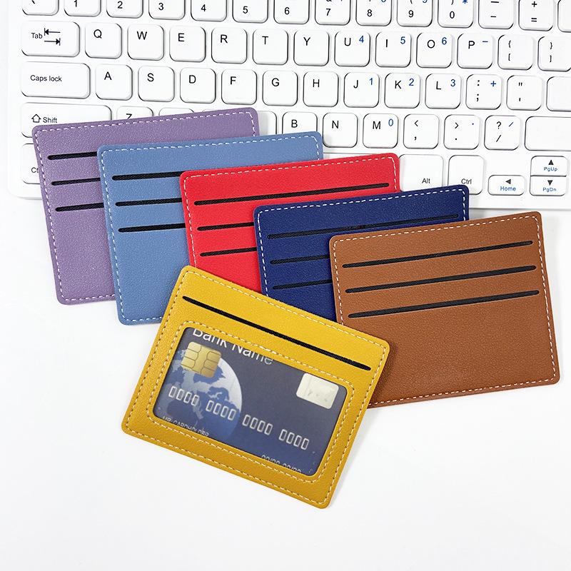 Women's Slim Stitched PU Leather Card Holder with 4 Slots