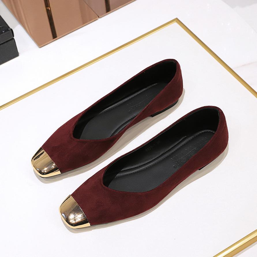 Stampa Leopardo Classica Donna Metallo Punta Quadrata Scarpe Basse Balletto Donna Quotidiane Slip-on Mocassini Morbido Comfort Scarpe Singole da Donna