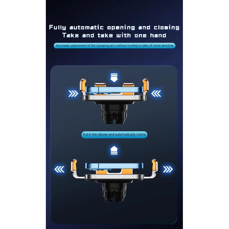 New Wireless Car Phone Holder with Charger 15W Wireless Phone Charging Mobile Holder for Car for IPhone Huawei Samsung Xiaomi