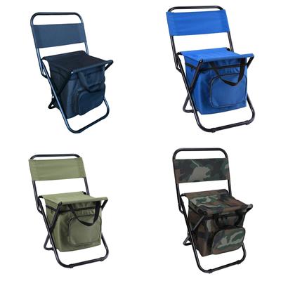 Portable Outdoor Folding Chair With Storage Seat With Backrest Camping Fishing Chair