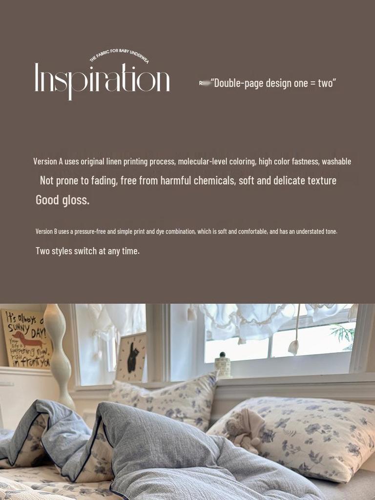 2025 Original Linen Crinkled Gauze Double Layer Quilt Comforter for Winter, Spring & Autumn