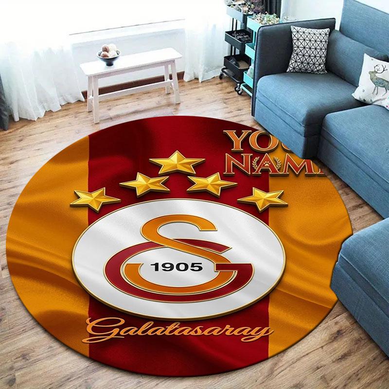 Galatasaray S Custom Name Round Area Rug,Carpet Rug for Living Room Bedroom Sofa Playroom Decor,Non-slip Floor Mat