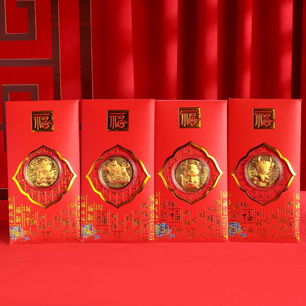 2021 Gold Coin Red Envelope Gold Foil Commemorative Coin Gold Red Packet