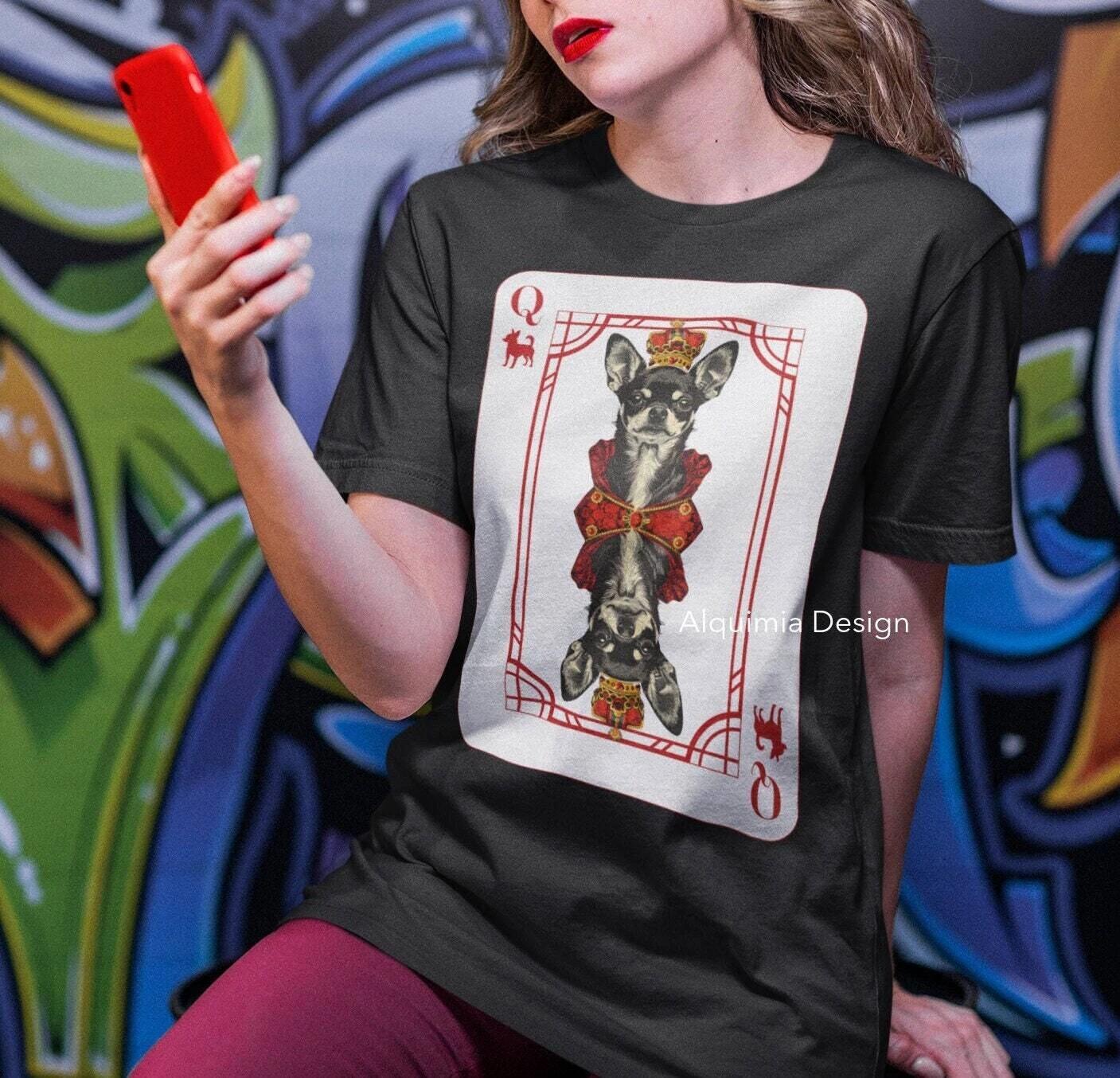 Queen of Chihuahua Poker Card Shirt L