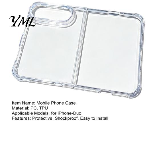 Shock Absorbing Phone Case Clear for iPhone-Duo, Shockproof Folding Cellphone Mobile Protector Protective Cover, Perfect Fit Shell Scratch Resistant