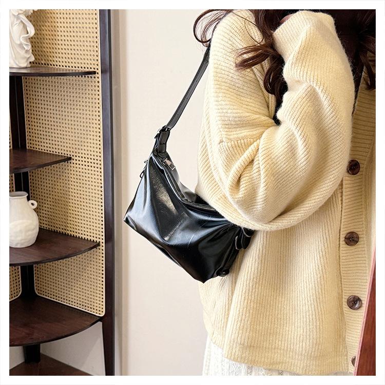 Solid Color Trendy Personality Daily Commuting Small Bag Simple Women's Bag Shoulder Bag Crossbody Zipper Women's Bag